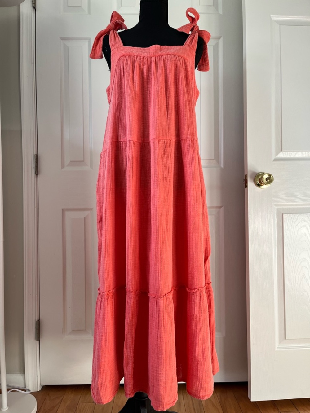 Wonderly Coral Gauze Maxi Dress Petite Medium